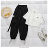 White top, Black Pants Set