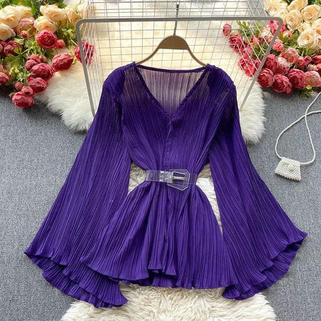 Purple - Helly Pleated Blouse