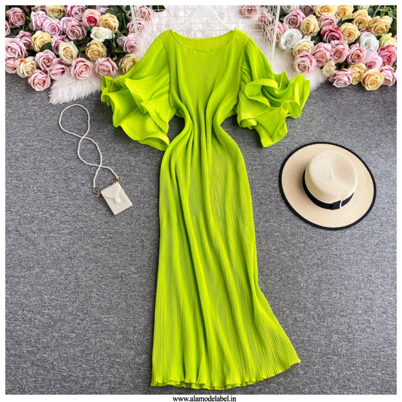 Rhonda Pleated Dress - Alamode By Akanksha