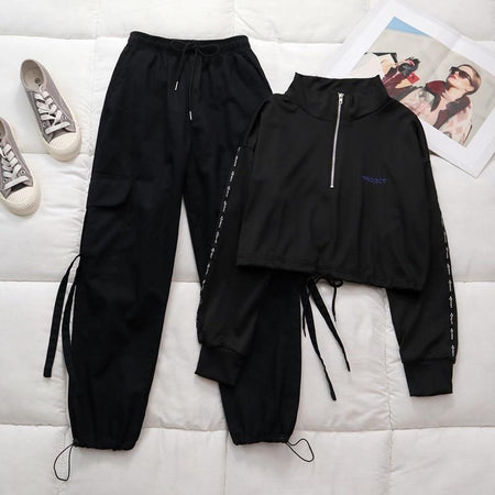 Black top, Black Pants Set - Betty Coord Sets- Full Sleeves