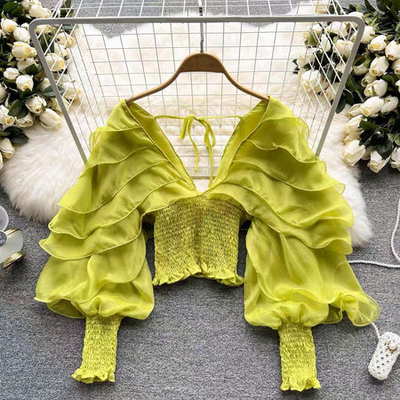 Green - Senna Ruffle Blouse