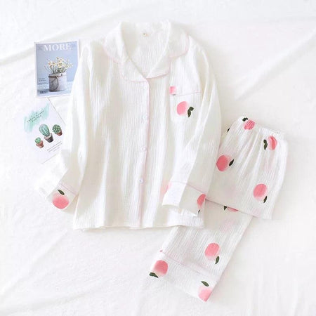 White - Cherry Cotton Nightset