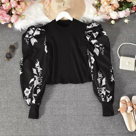 Black - Bello Puffed Sleeve Blouse