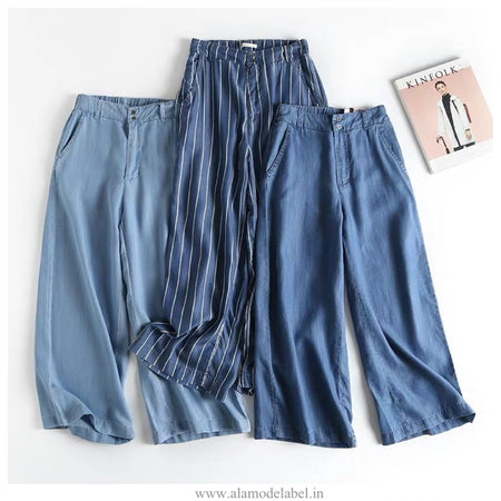 Light blue - Cabey Soft Denim Cullotes
