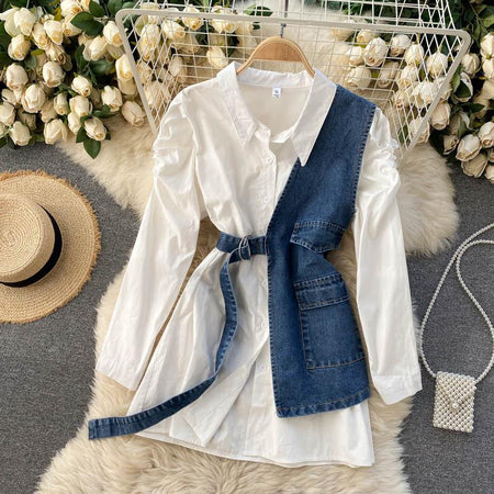 Cresta Statement Shirt Dress In White