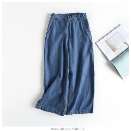 Dark blue - Cabey Soft Denim Cullotes