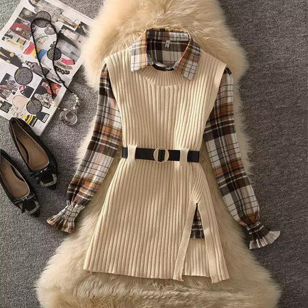 Beige - Ivy Two Piece Knit Set