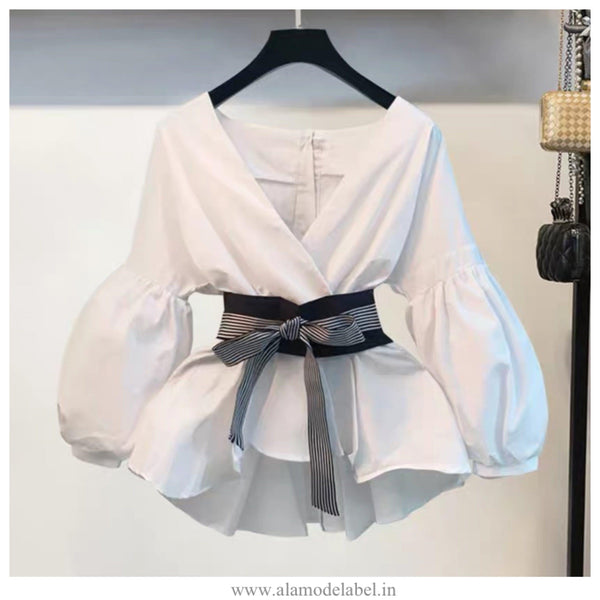 Luxury Bubble Sleeve Top with Pants - Alamode By Akanksha