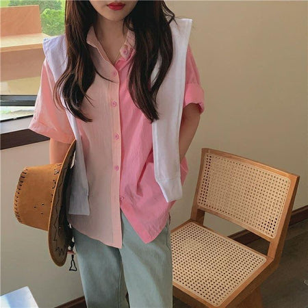 Pink - Caderil Half and Half Shirt
