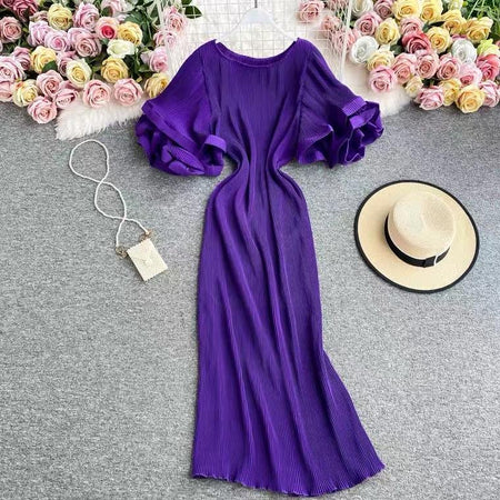 Purple - Rhonda Pleated Dress