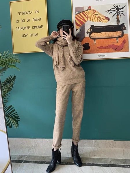 Brown - Brianne Set of Coord with Scarf